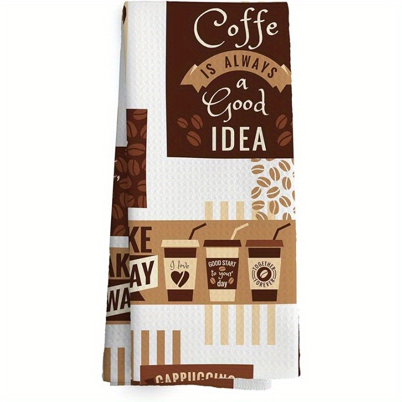 

1pc, Hand Towel, Coffee Theme Kitchen Hand Towel, Microfiber Decorative Dish Cloths, Absorbent Drying Towels For Kitchen Decor & Cleaning