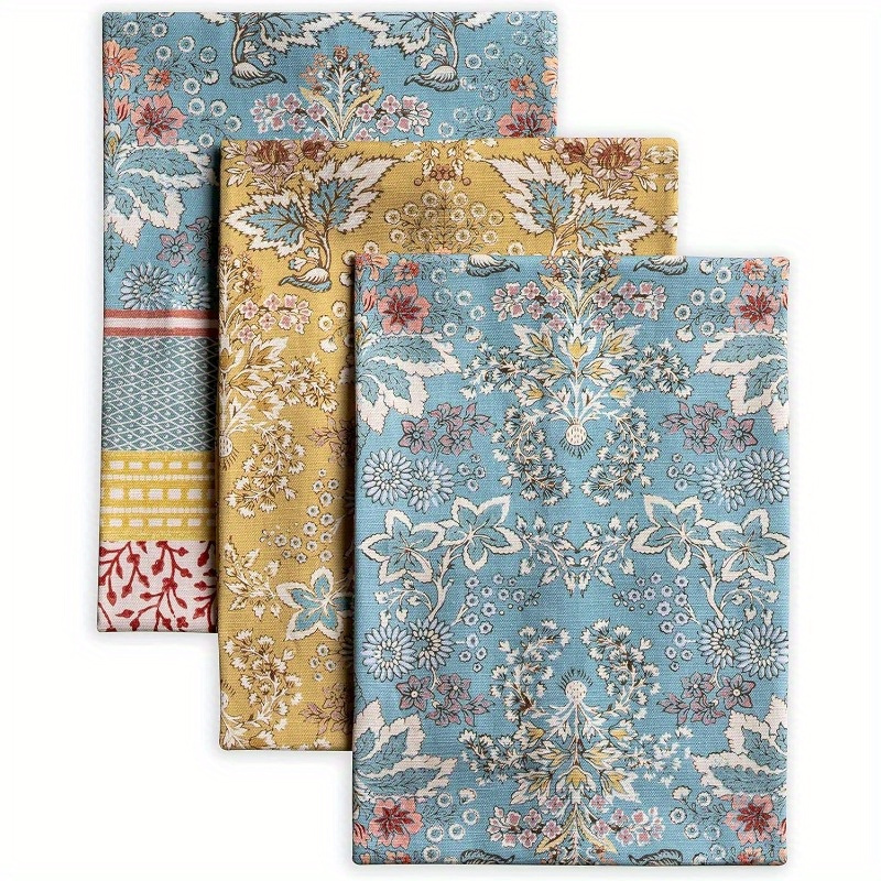 

3pcs, Hand Towels, Ethnic Style Floral Printed Kitchen Hand Towel, Ultra-soft Microfiber Decorative Dish Cloths, Absorbent Drying Towels For Kitchen Decor & Cleaning