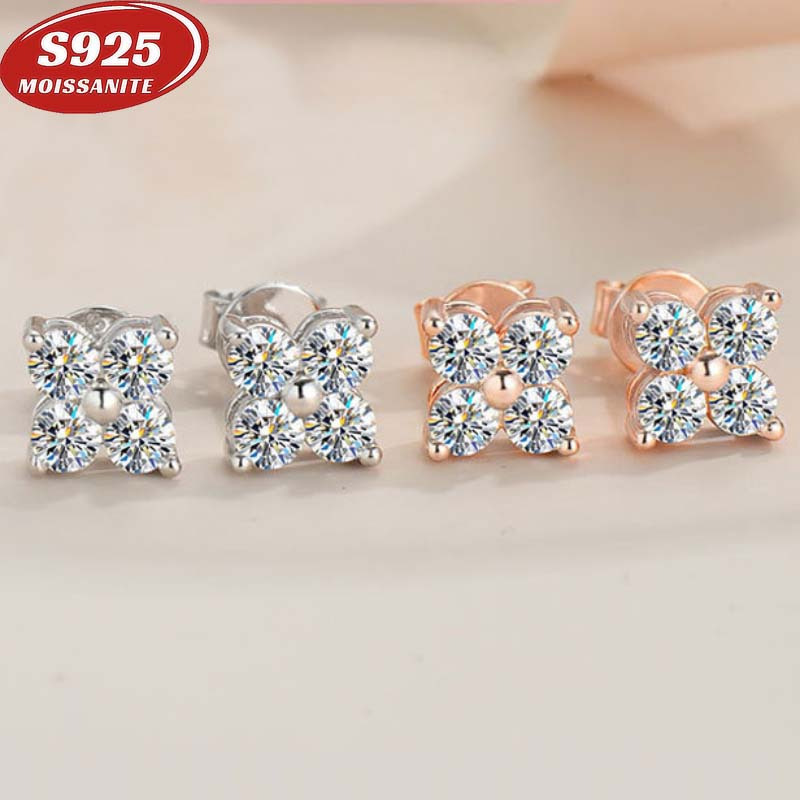 

925 Sterling Silver Moissanite Stud Earrings, 0.4ct*2, , Fashionable Versatile Unisex Jewelry, Elegant , Engagement, Wedding, Dinner Parties