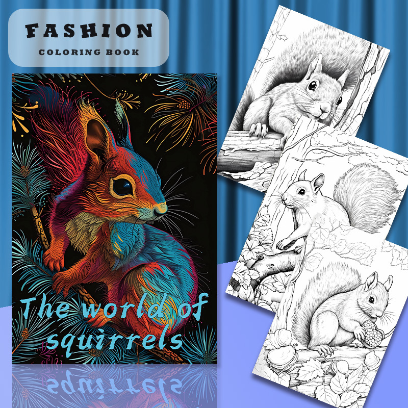 

1 Book Of Squirrel's World Coloring Book With Innovative Upgrade, Thickened Paper 22 Pages, Perfect For Holiday Birthday Party Gifts