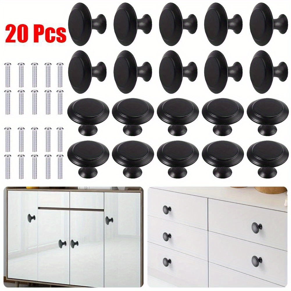 

20pcs Stainless Steel Cabinet Handles - Round, Matte Finish Door Knobs For Kitchen & Bathroom Cupboards With Easy Installation Knobs For Cabinets And Drawers Kitchen Cabinet Handles