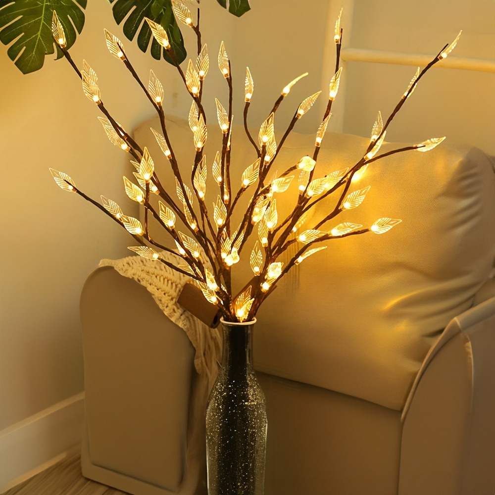

1pc 20 Led Transparent Leaf Branch Light - Perfect For Adding A Touch Of Elegance To Home, Garden, Wedding, Christmas And Holiday Decoration (battery Not Included) Eid Al-adha Mubarak