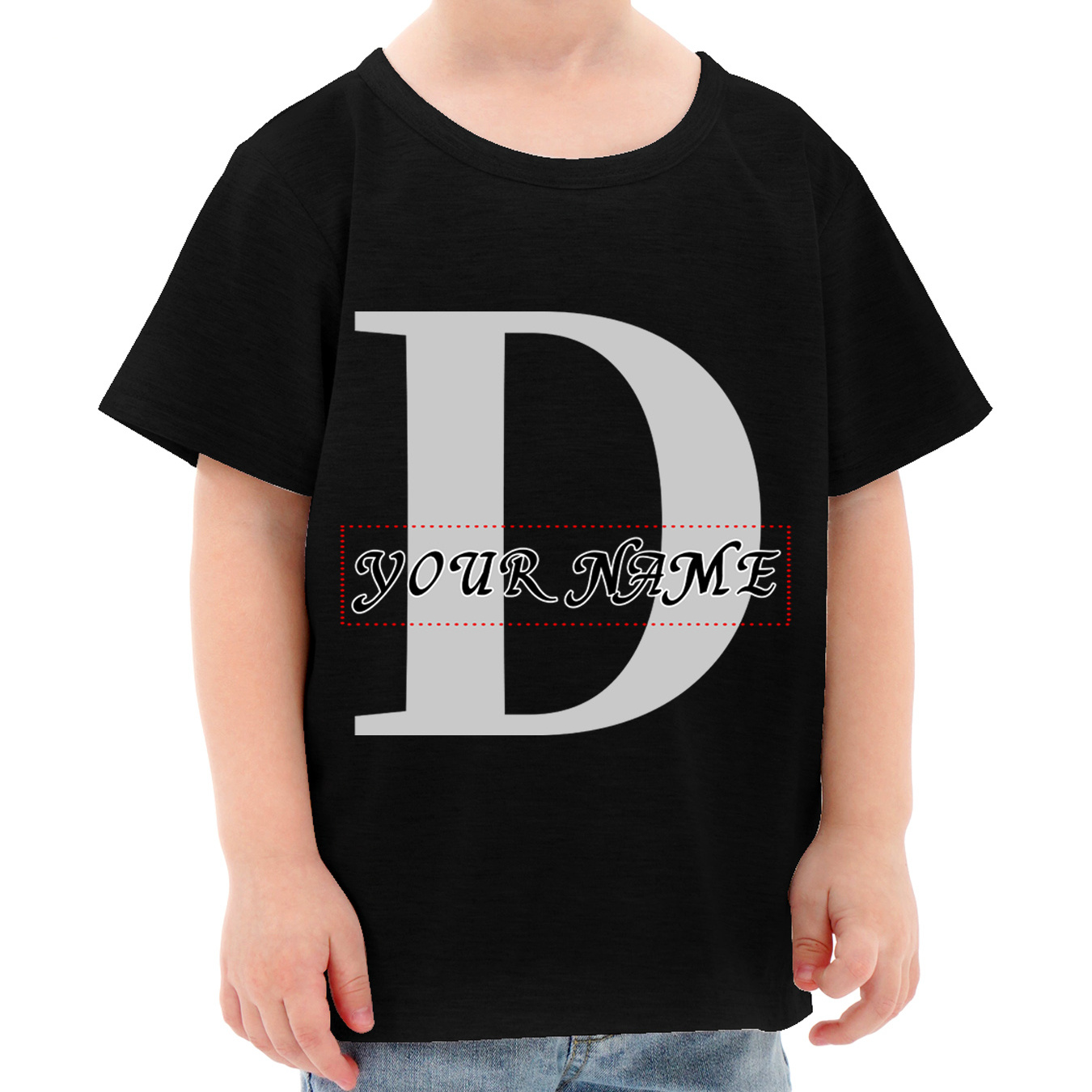 

Letter D Print Boy's Customized T-shirt, Comfortable Short Sleeve Top, Boys Summer Clothing