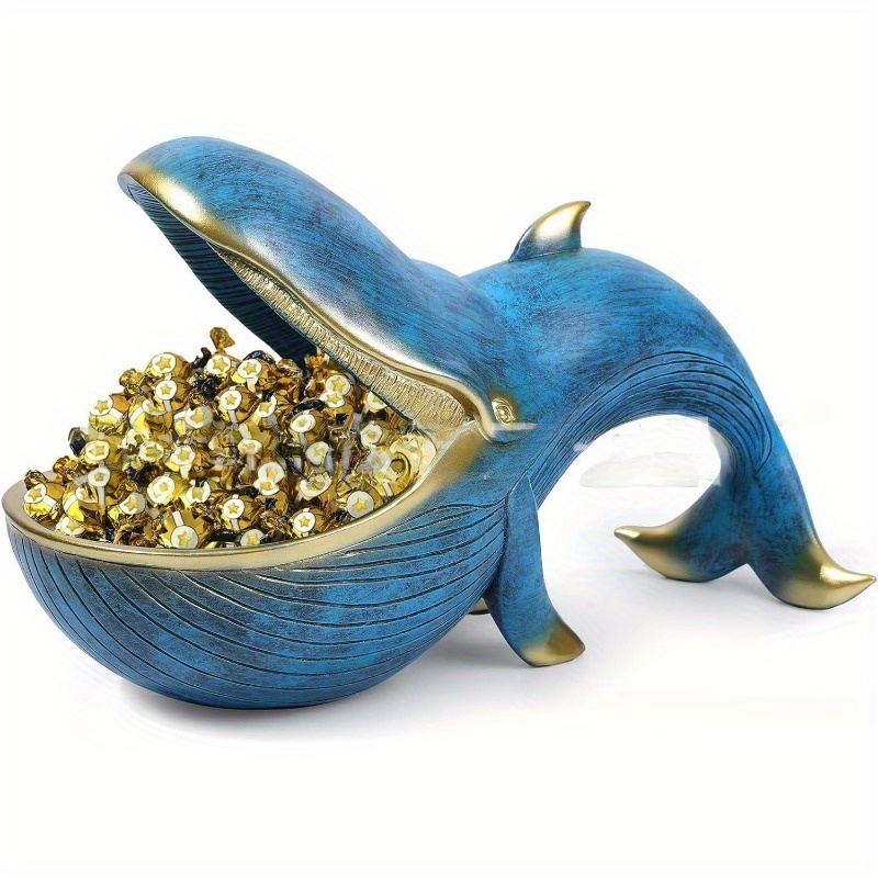 Nautical Whale Figurine Storage Box Large Resin Candy Dish Temu