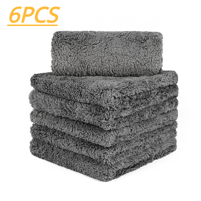 

6pcs Extremely Thick Plush Microfiber Towel Cleaning Cloth For Car Polishing Detailing Cleaning