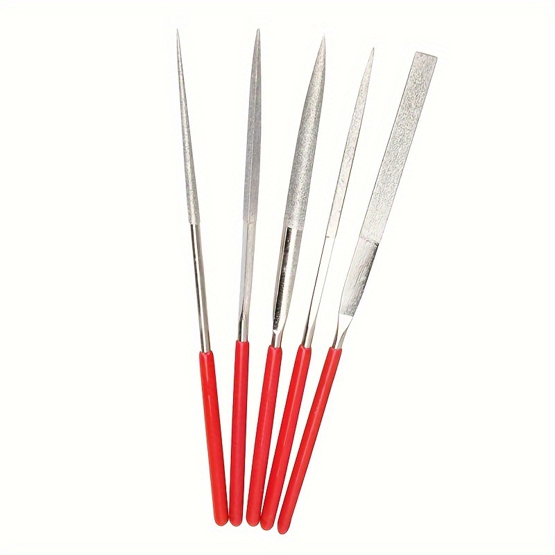 

5pcs/10pcs Diamond Files Set, 140mm/5.5in, Files For , Wood, Jewelry Polishing, & , Rasp Red Handles