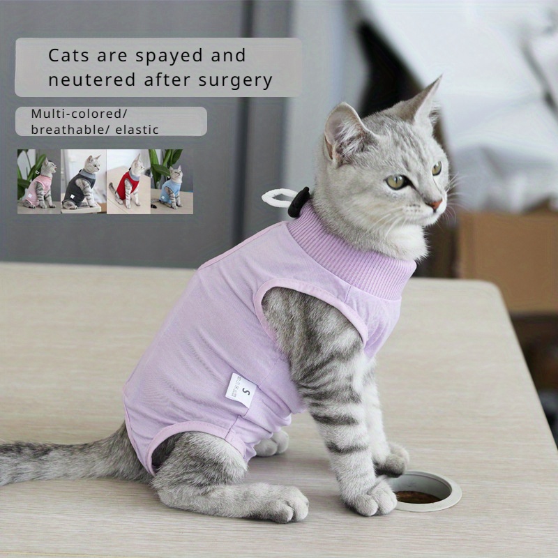 Cat Cone Pink Paw Print Cat Recovery Suit Post-Surgery