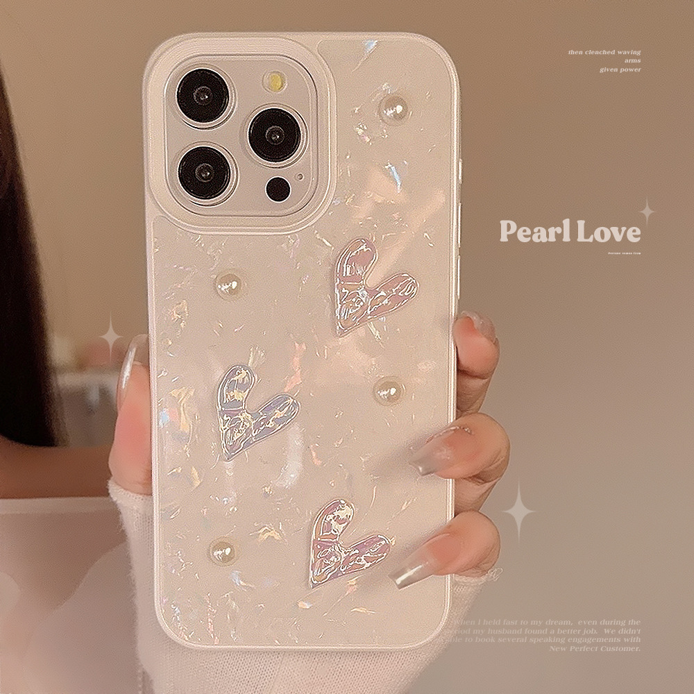 

3d Love Pearl Shell Mobile Phone Case For Apple 16/15/14/13/12/11 Series