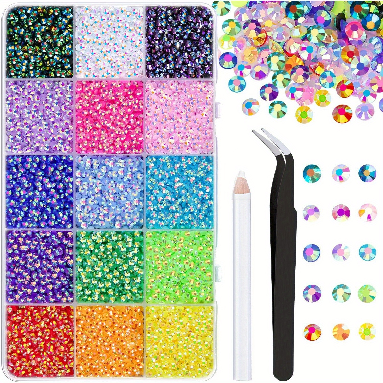 

Resin Jelly Rhinestones With Tweezers For Crafting, Mixed-color Non Hotfix Flatback Gems, Bedazzling Rhinestones For Diy Crafts Clothing Tumblers Mugs Shoes Fabric Decor