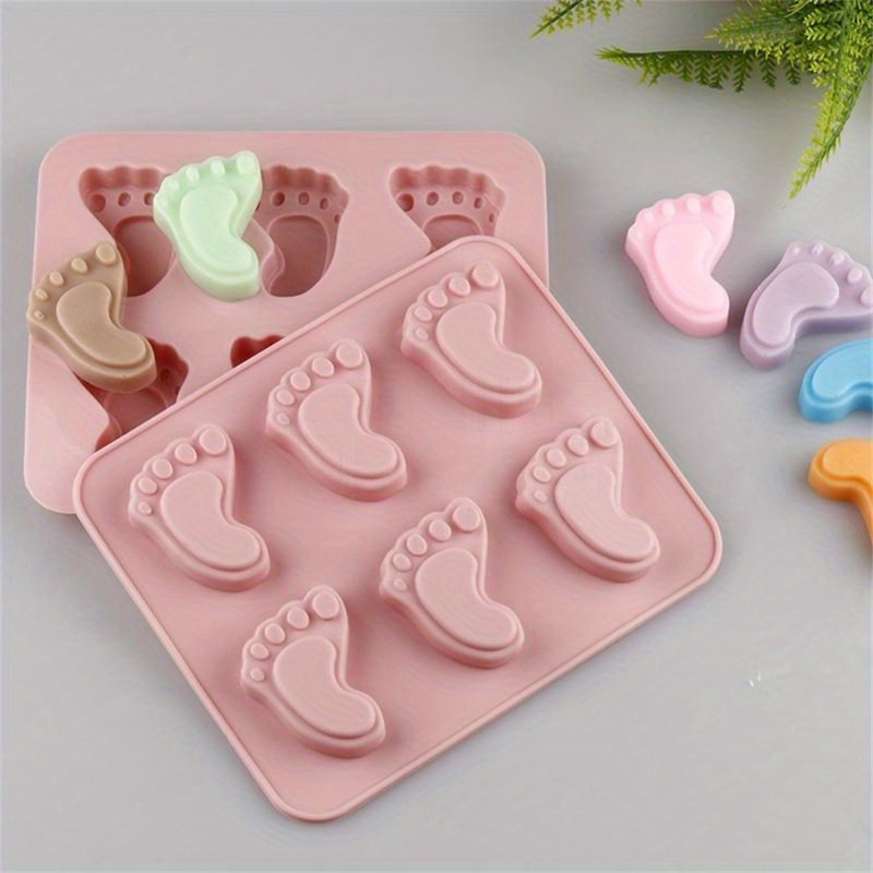 

1pc Baby Foot Print Silicone Soap Mold Footprint Shaped Chocolate Candy Mould Jelly Ice Cube Tray Cookie Pan Shower Party