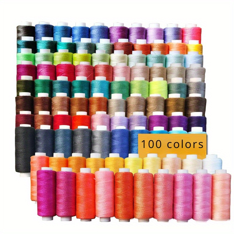 

100 pièces de fil à coudre en polyester de couleurs mélangées - Fil à canette, fil à tricoter à la main, fil à coudre pour vêtements, fil à coudre pour machine à coudre