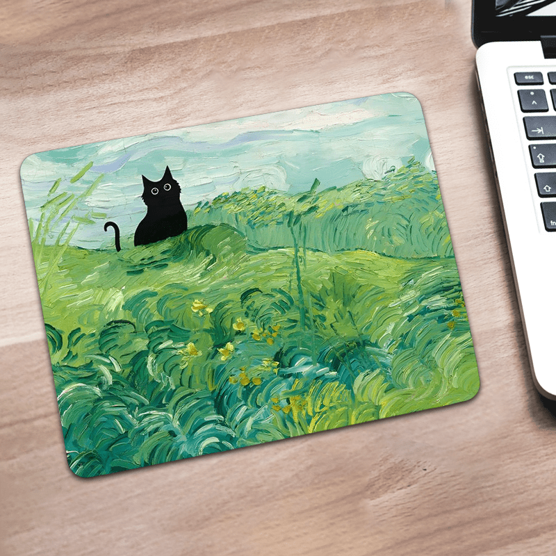 

Cute Black Cat Square Mouse Pad Creative Aesthetics Art Design Computer Keyboard Pad Natural Rubber Non-slip Office Mouse Pad 9.44x7.87 Inch Suitable For Home Office Game As Gift For Friends