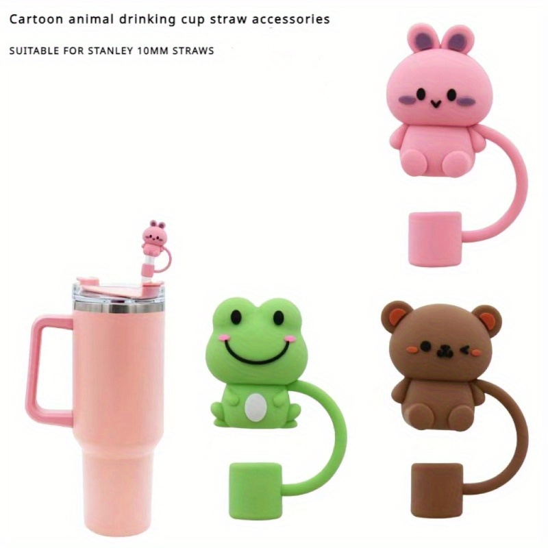 

3pcs Cute Cartoon Animal Straw Toppers Set - Bunny, Bear & For Tool Brand Cups 30oz & 40oz - Dustproof Pvc Straw Covers, Sports & Outdoor Fun