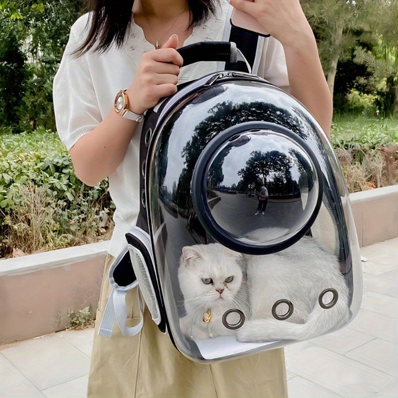 

Extra-large Transparent Cat Backpack - Breathable, Insulated Pet Carrier For Hiking & Camping, Pc Material, Zip Closure