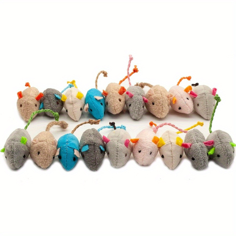 

18pcs Cat Mice Toy Plush Mice Toys For Indoor Cats - Realistic Design, 9 Assorted Colors, Random Color