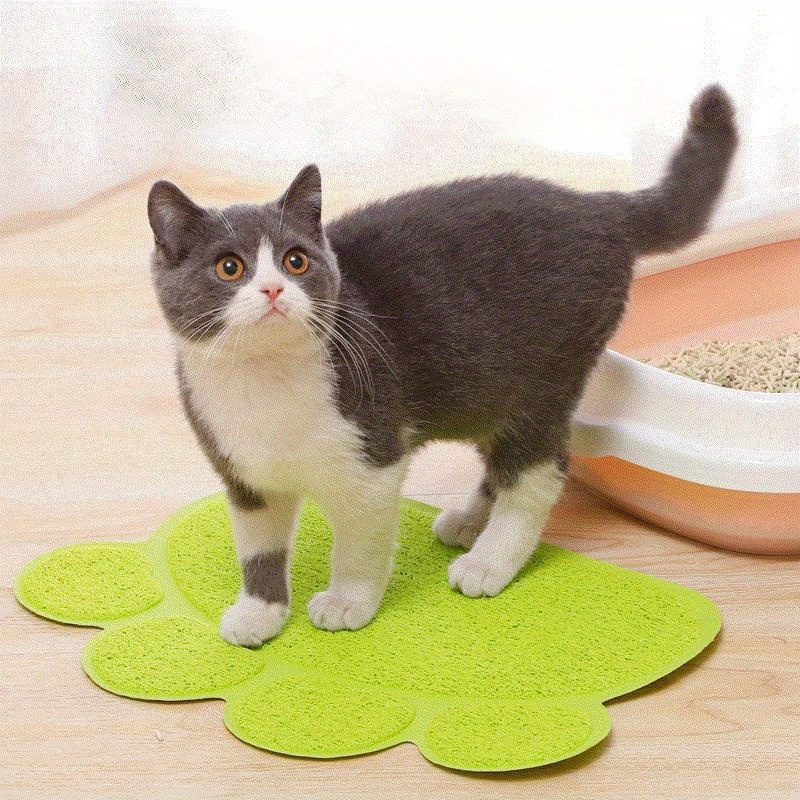 

Cat Litter Mat, Pvc Material Cat Paw Print Shape, Pet Placemat, Double Layer Waterproof Easy To Wash Spot
