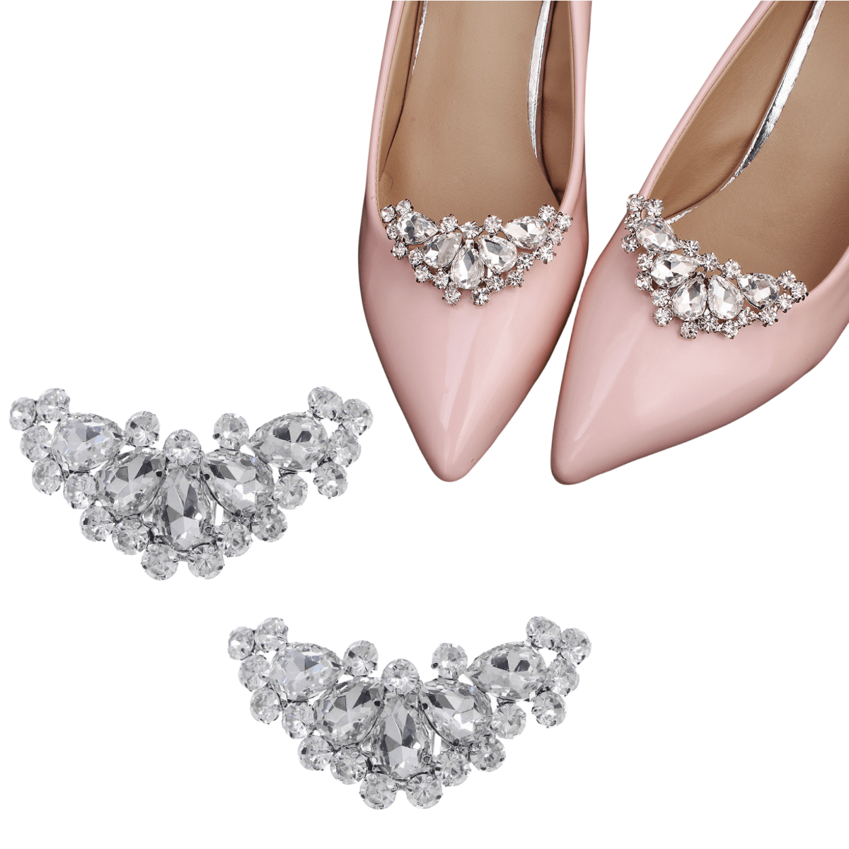 

2pcs Romantic Rhinestone Shoe Buckles, Detachable Shoe Buckle Accessories, Wedding Shoe Accessories For High Heels