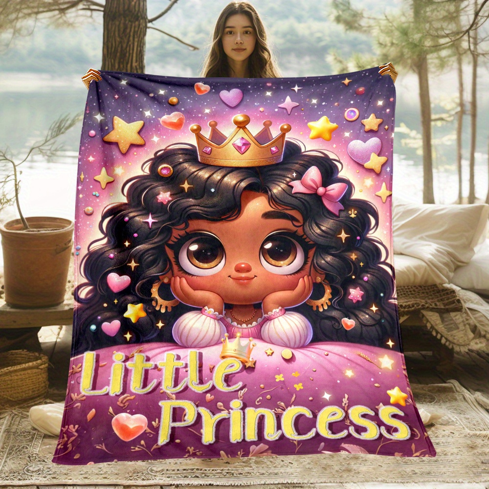 

cozy Adventure" Princess-themed Soft & Warm Flannel Throw Blanket - Lightweight, Portable For Sofa, Bed, Travel, Camping, Office - Cute Design, Machine Washable
