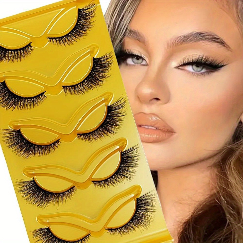 

5 Pairs Cat Eye False Eyelashes Eye End Lengthening Long Curling Thick Fluffy All-match Comfortable Fake False Eyelashes