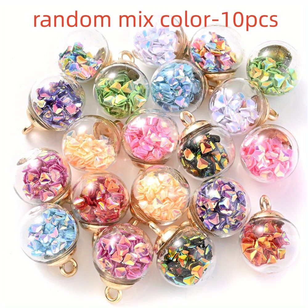 Image of 10pcs 16x21mm Glass Artifical Ball Beads Charms Shiny Ab Random Color Triangular Glass Charms Pendant For Jewelry Making Necklace Earrings Diy Craft Ornament Supplies