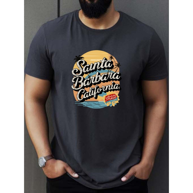 

T-shirt Imprimé Santa Barbara, Californie, Pour Hommes, Tee-shirt Décontracté À Manches Courtes Pour L'été