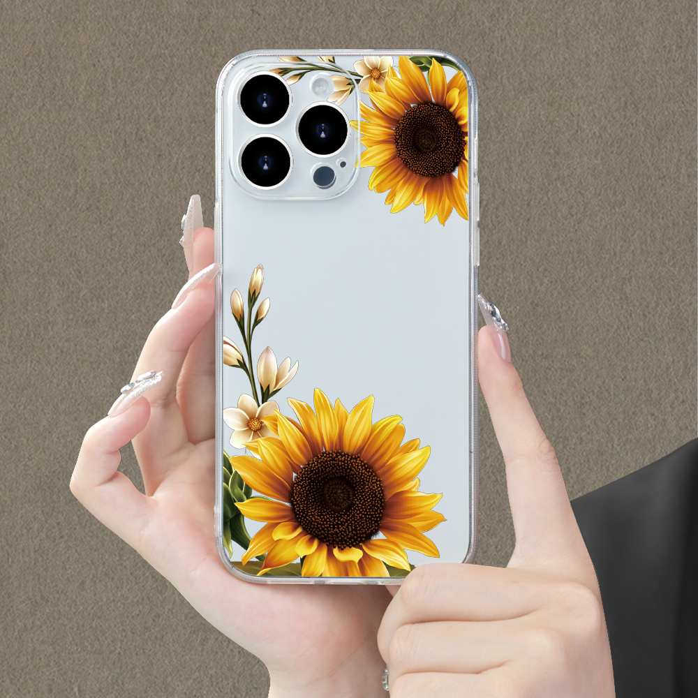

Sunflower Phone Case For 15/14/13/12/11/xs/xr/x/8/7/se2/se3/plus/pro Max Shockproof Soft Case Cute Graphics Case Collision Lens Protection Back Cover