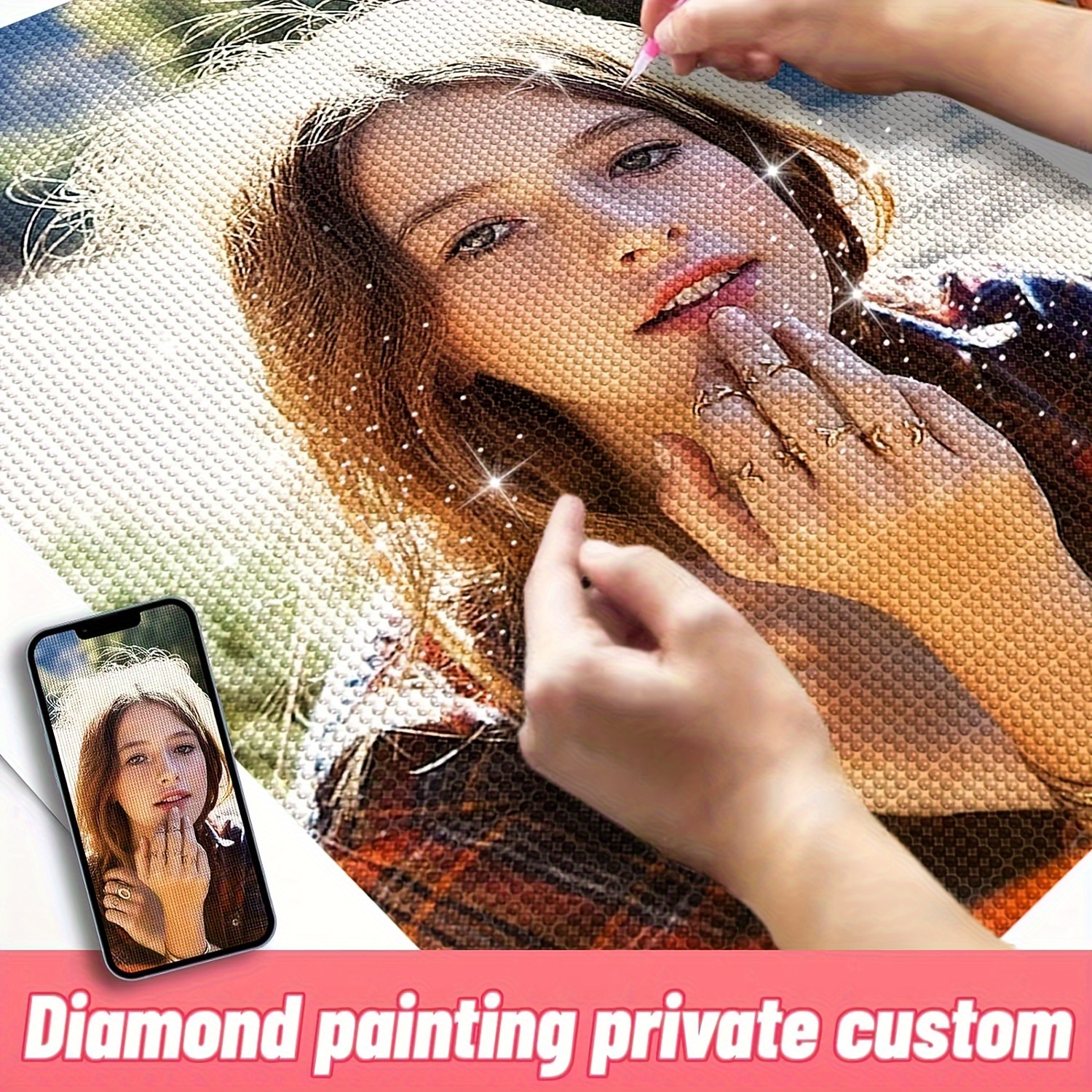 

Obtain a personalized 40x40cm/15.75x15.75inches, 5D DIY diamond art painting kit with round diamonds, featuring your own photos for a unique home decoration or a special gift.