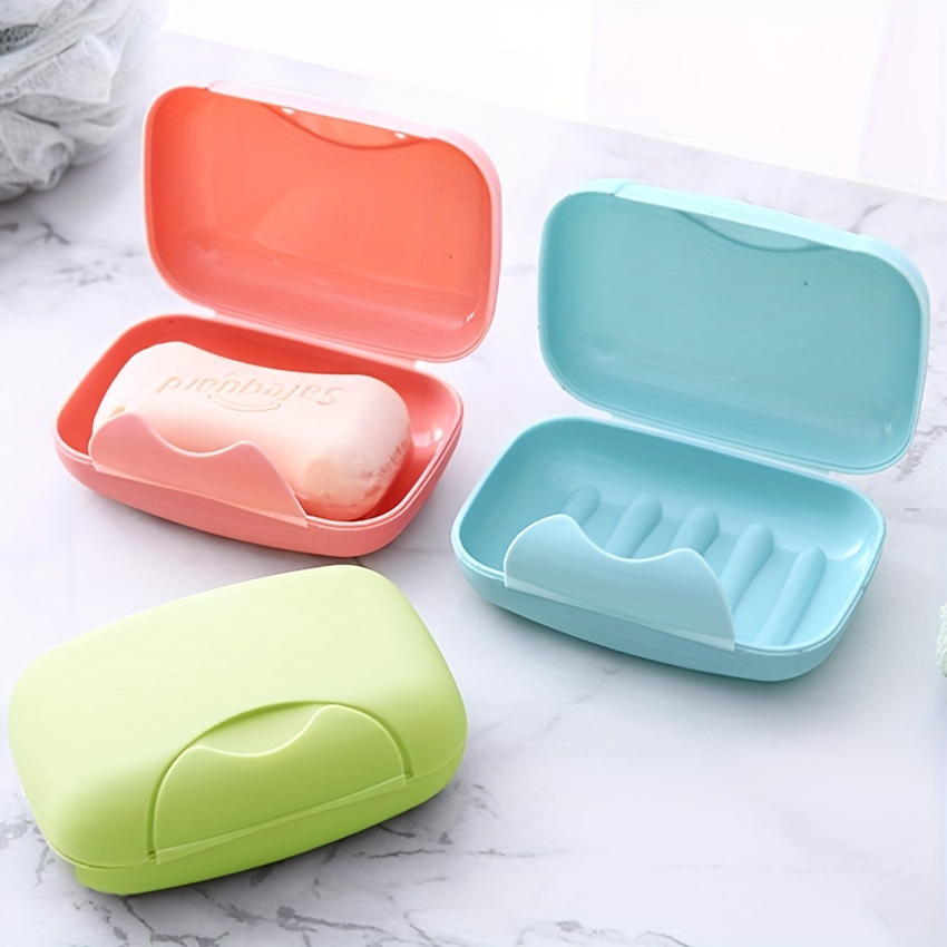 

1pc Pp Portable Soap Holder - Sealed Travel With Lid, Solid Color, Ideal For Outdoor & Bathroom Use, Design, Soap Holder Bathroom