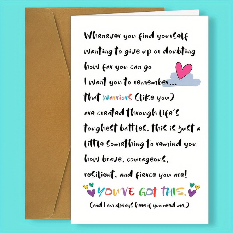 

1pc Encouragement Card, You Got This Card, Positive Card, Thinking Of You Card, Support Card, Get Well Card, Warrior Card