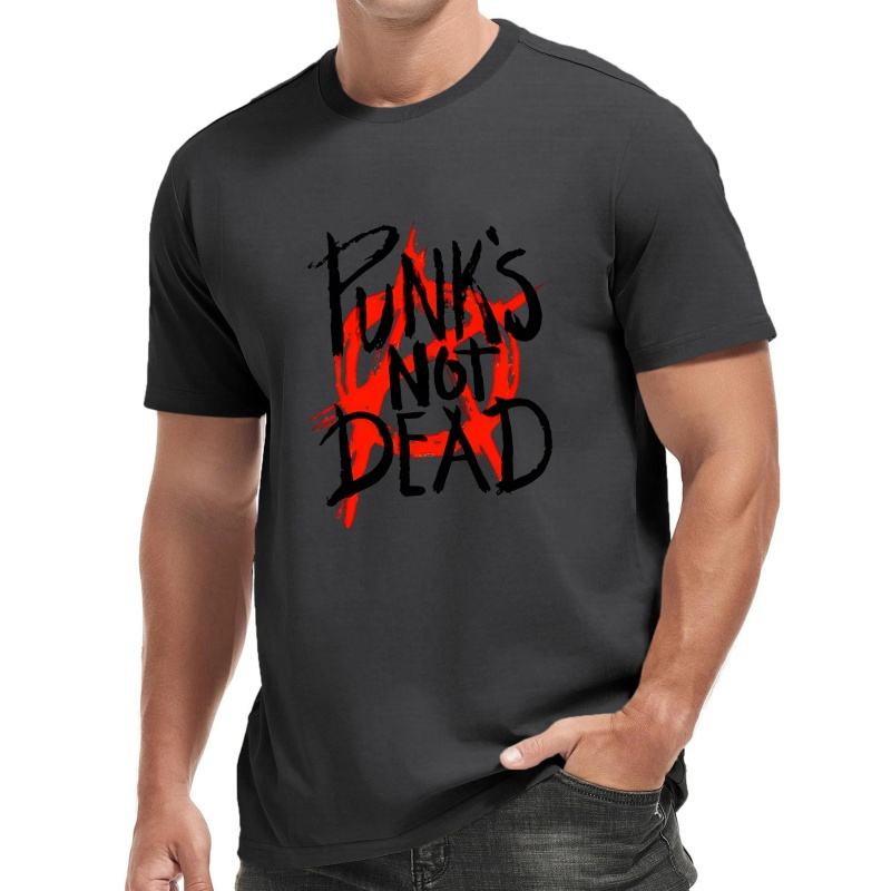 

Punk's Not Dead Print Men's Round Neck Short Sleeve Tee Fashion Regular Fit T-shirt Top For Spring Summer Holiday Leisure Vacation