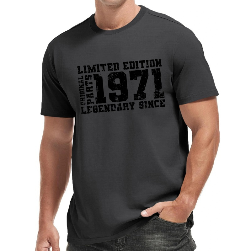 

1971 Men's T-shirt - Casual & Sporty, Breathable Polyester, Short Sleeve, Round Neck - Ideal For Summer & Activities, Summer Casual Wear|text Front Print|breathable Material