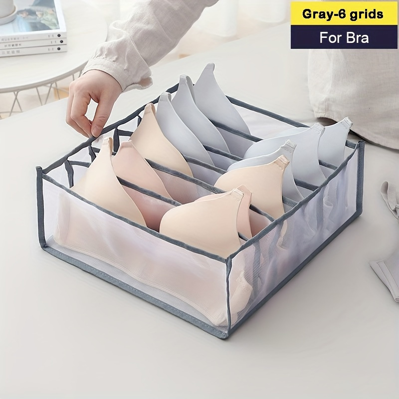 

1pc Bra Drawer Organizer, 6-grid Divider For Lingerie, Foldable Underwear Storage Bin, Wardrobe Closet Organizer Box