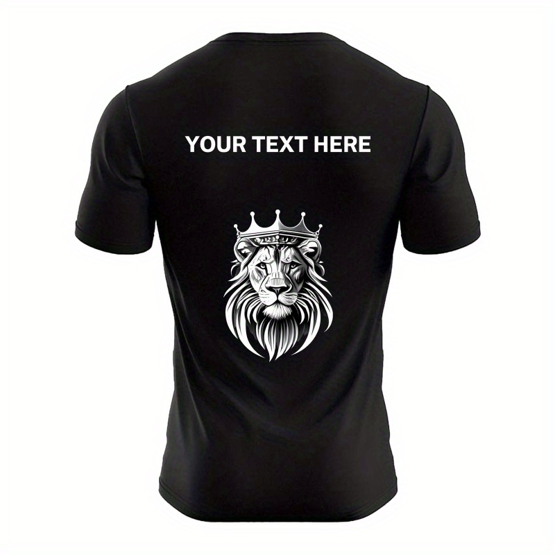 

Custom T-shirt, Personalized Tees For Men, Lion In A Crown Print, Casual Short Sleeve Custom Printed T-shirt For Summer