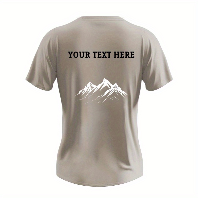 

Custom T-shirt, Personalized Tees For Men, Mountains Print, Casual Short Sleeve Custom Printed T-shirt For Summer