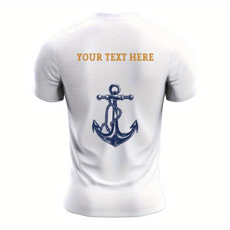 

Custom T-shirt, Personalized Tees For Men, Boat Anchor Print, Casual Short Sleeve Custom Printed T-shirt For Summer