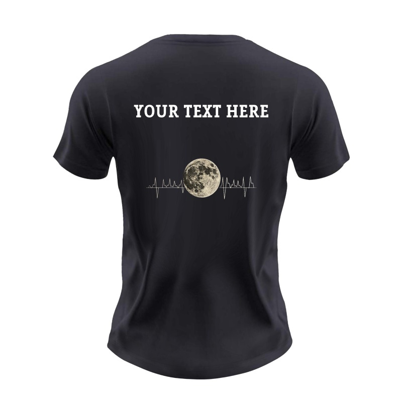 

Custom T-shirt, Personalized Tees For Men, Moon Print, Casual Short Sleeve Custom Printed T-shirt For Summer