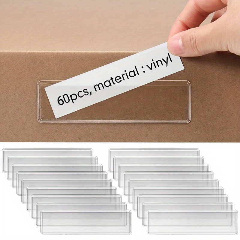 

60pcs, Organize Your Home With 60pcs Clear Label Holders - Adhesive Shelf Tag Pockets For Bookshelf