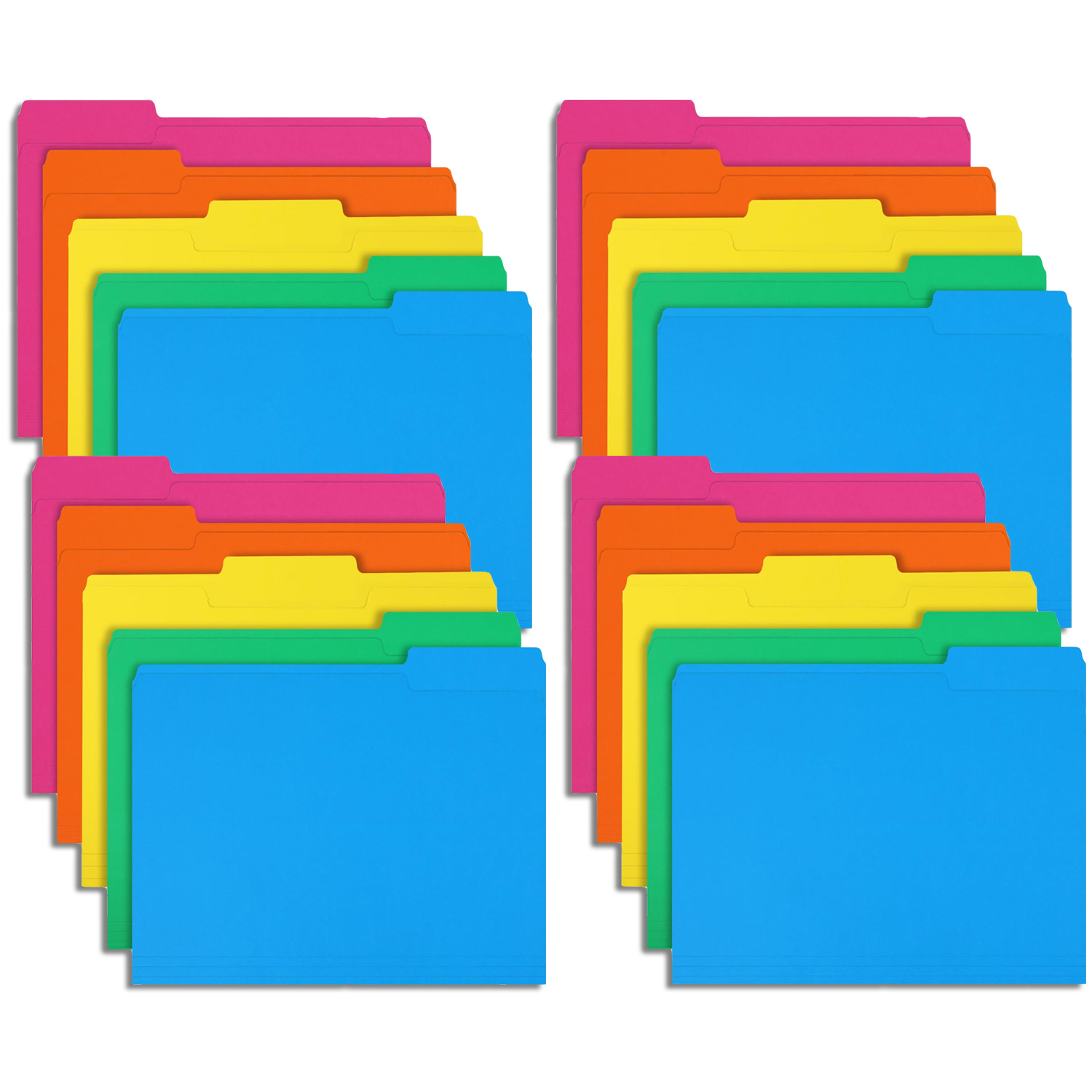 

space-saving" 20-piece Letter Size Colorful File Folders With 1/3 Cut Tabs - Assorted Colors For Easy Organization, Office & Home Use