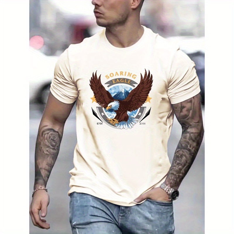 

Soaring Eagle Print Tee Shirt, Tees For Men, Casual Short Sleeve T-shirt For Summer