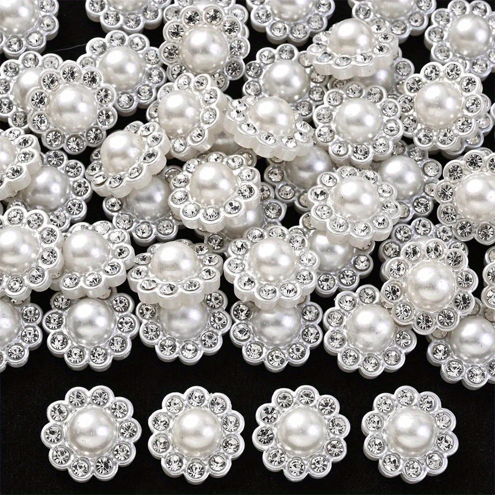 TEMU 2d Flat - 13mm 50pcs Sunflower Pearl Acrylic Beads Flatback Flower Beads For Making Supplies Hair Accessories