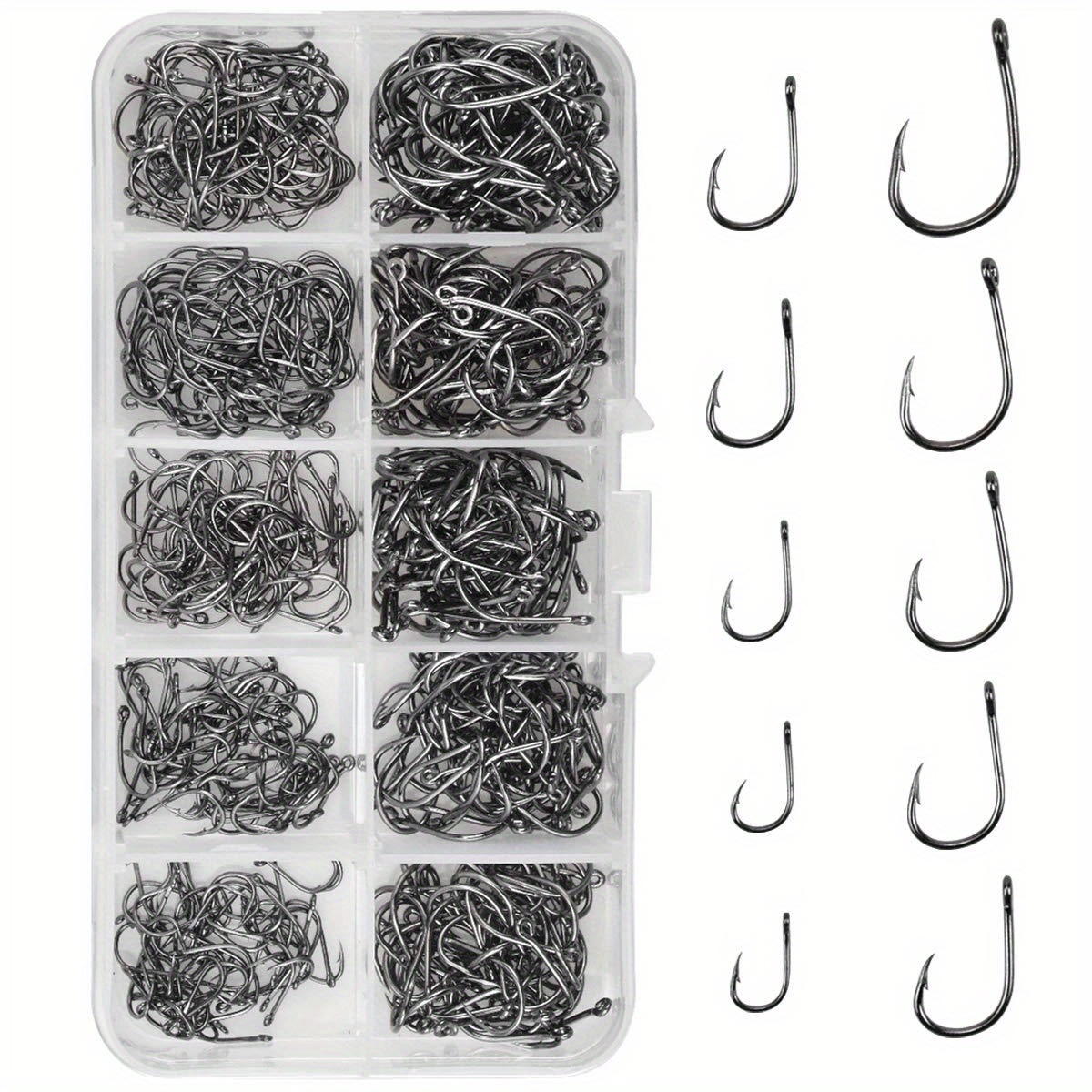 

500pcs Barbed Hook With Eye, Carp Fishing Hooks, Fishing Tackle For Saltwater Freshwater, With Compartment Box