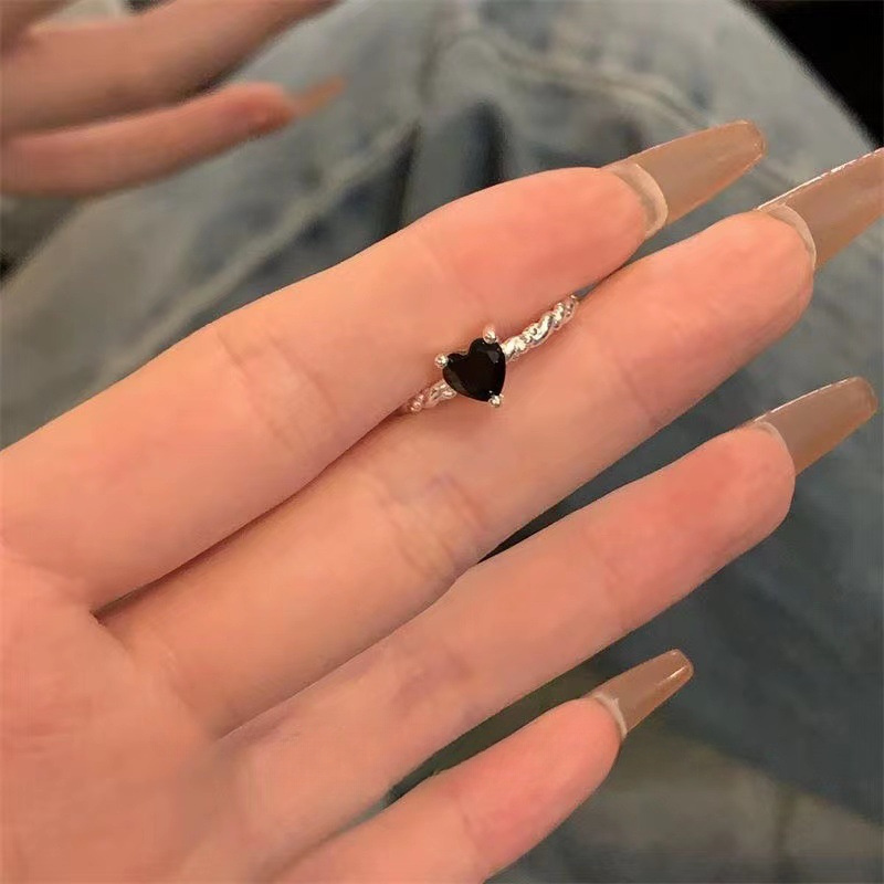 elegant black zirconia heart shaped twisted design Temu South Africa