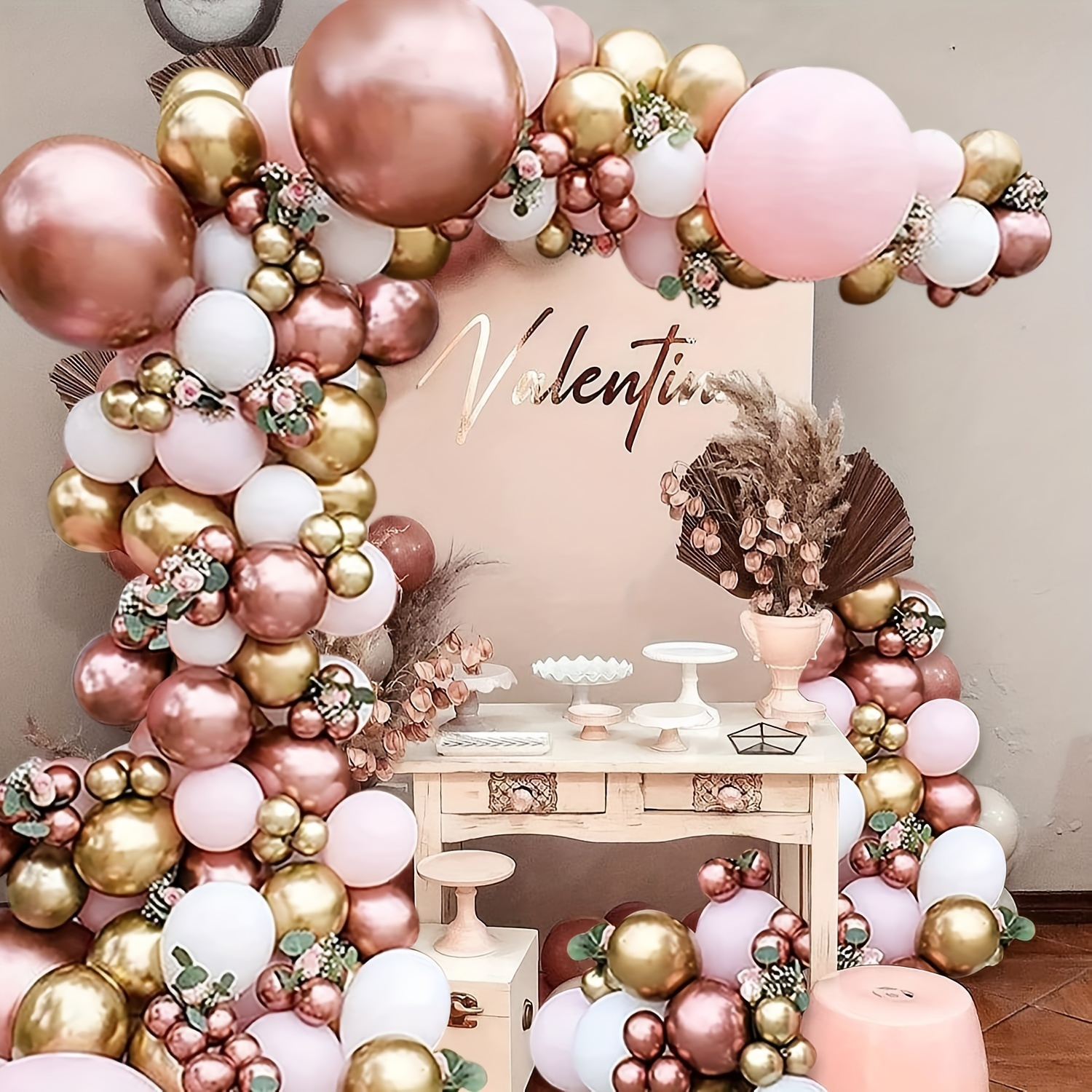 

143-piece Elegant Pink Balloon Garland Kit - Rose Gold & Metallic Accents For Weddings, Bridal Showers, Birthdays & Anniversaries - Perfect For Stunning Photo Backdrops