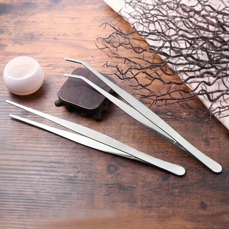 

2pcs, Stainless Steel Bonsai Succulent Gardening Tweezers, Precision Garden And Household Tools, Curved Straight Tips, Metal Durable Maintenance Instruments For Outdoor Garden Tools