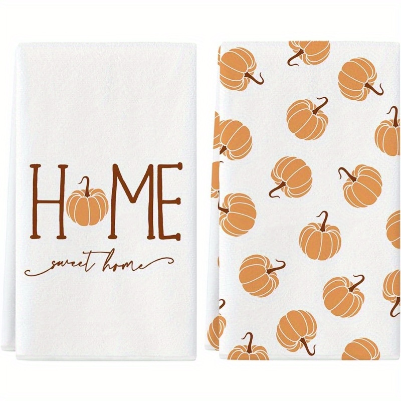 

2pcs, Hand Towels, Fall Series Pumpkin Printed Kitchen Hand Towels, Ultra-soft Microfiber Decorative Dish Cloths, Absorbent Drying Towels For Kitchen Decor & Cleaning
