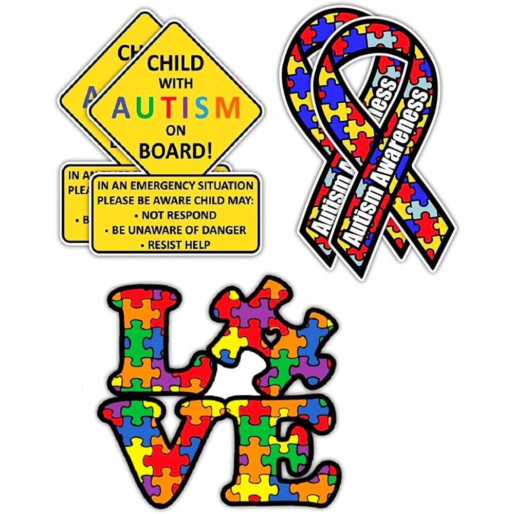 

5pcs With Autism Awareness Car Stickers For Laptop Water Bottle Car Truck Van Suv Motorcycle Vehicle Paint Window Decals Auto Accessories