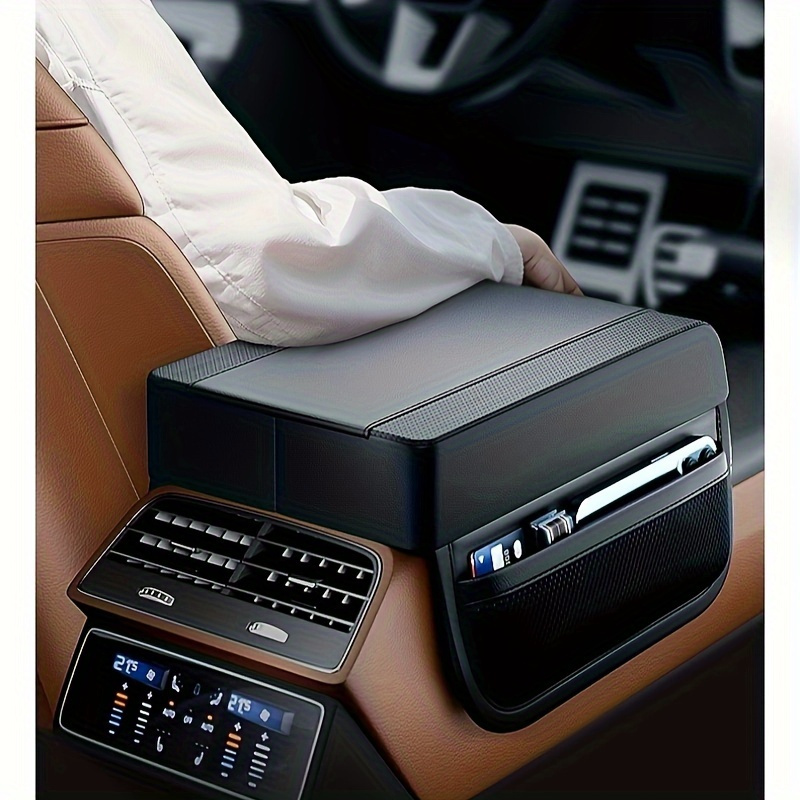 Yaseenlin - Car Armrest And Storage Cushion With Memory Foam - Height-adjustable Support, Multi-functional Center Console, Space- Design With Armrest And Storage Pocket, Fit For Suvs, Sedans