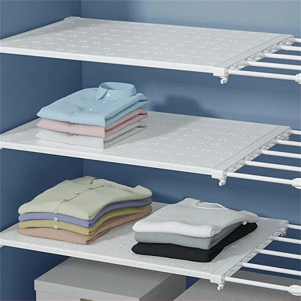 

Expandable Tension Shelf For Closet And Wardrobe Organization, Adjustable Retractable Wall Mounted Storage Rack & Cabinet Shelf, Shelves Organizer With Telescopic Design, For Shops, Kitchen And Home