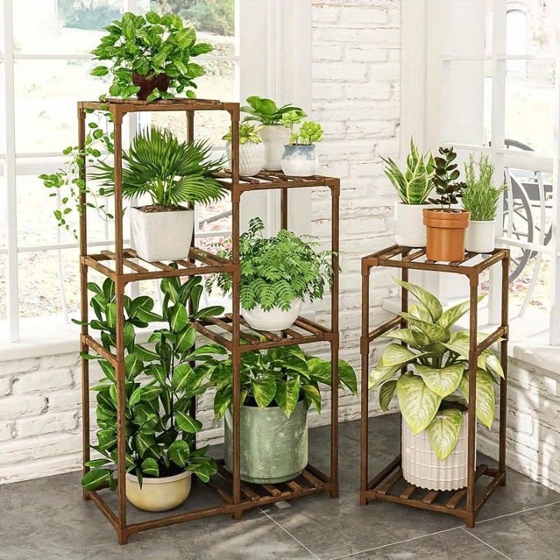 

1set Plant Shelf, Indoor Outdoor Wooden Corner Plant Stand, Flower Stand Tall Plant Stand Rack Holder For Multiple Plants, Decor