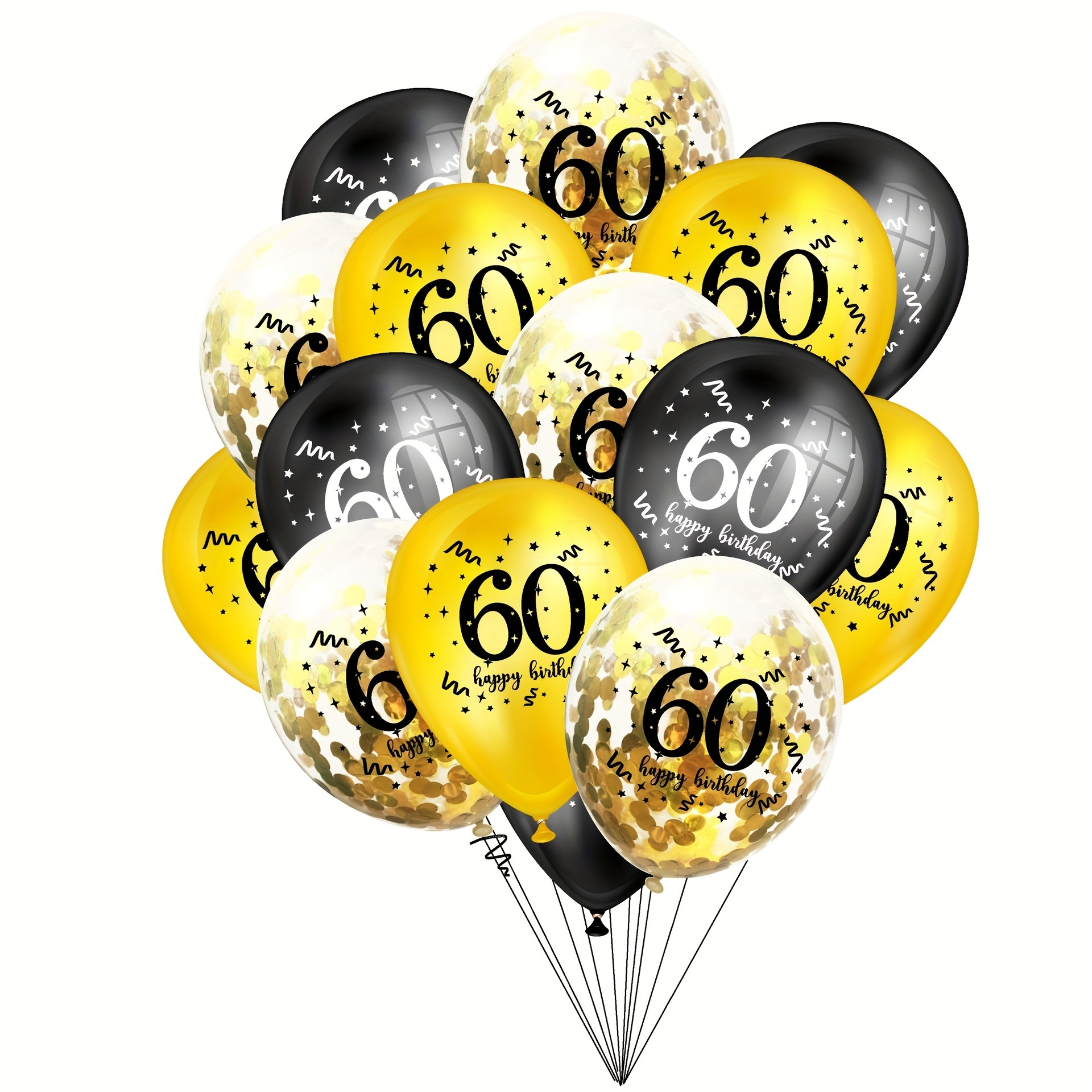 

15pcs Black Golden Balloon Happy Birthday Number Balloon Set Perfect For 50th 60th 70th Birthday Party Decorations Anniversary Celebration Decor Indoor Outdoor Decor